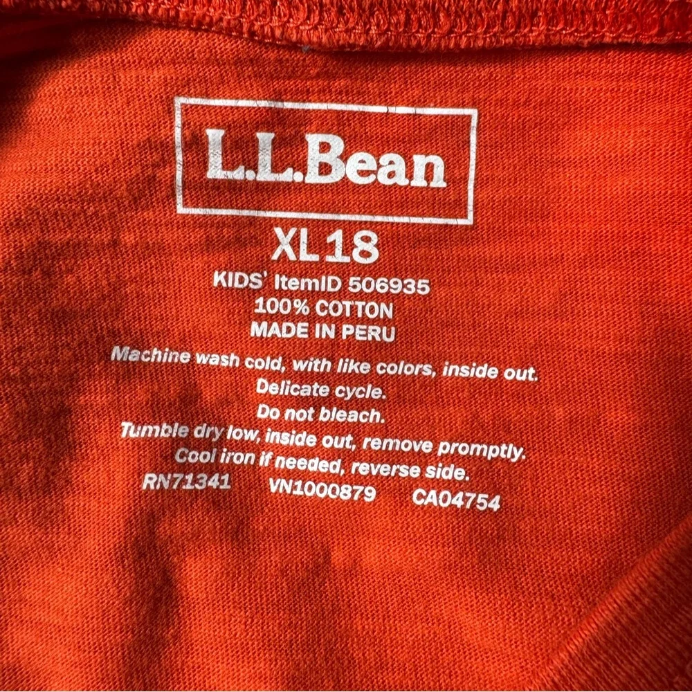L.L. Bean Kids Orange Graphic Tee Nature Lovers Insects Sz Boys XL 18